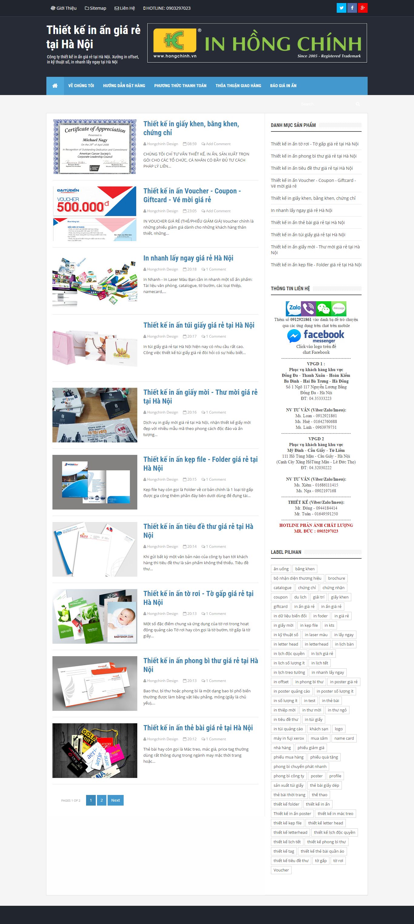 Thiết kế website thiết kế in ấn giá rẻ Hà Nội